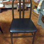 Wood & Vinyl Chair.  We have a total of 12 of these Chairs.  They are painted brown with a vinyl seat.  Pre-owned & in excellent condition.  Sold individually for $50.00 each obo or package deals are available.